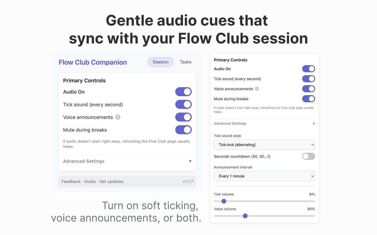 Flow Club Companion - Gentle audio cues that sync with your session